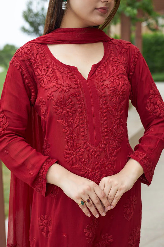 Exclusive Designer Georgette Embroidered Suit Set
