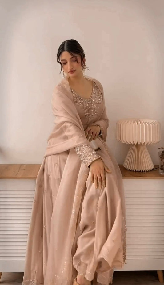 Premium Designer Embroidered Gown Set