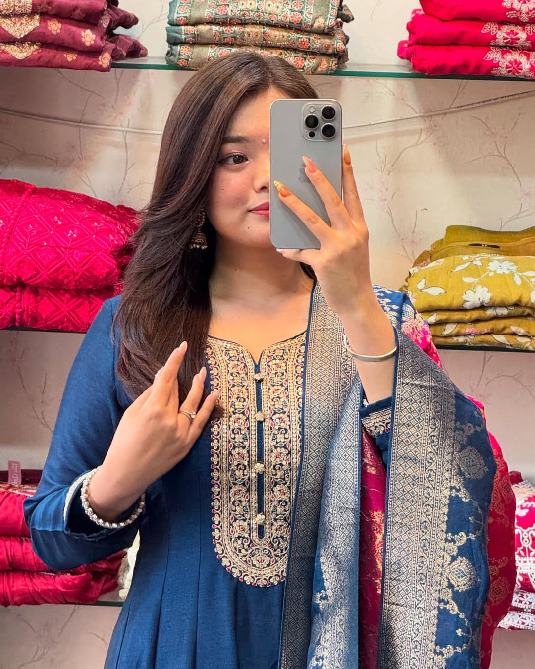 🌼 Jashn-E-Bahaaraa – Anarkali Flared Kurti Pant Dupatta Set 🌼