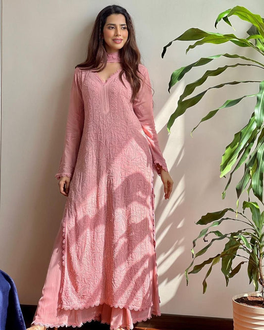 X-Lady Chikankari Embroidered 3-Piece Suit