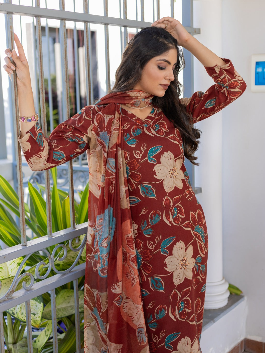 Fully Stitched Cotton Kurti Pant Dupatta Set