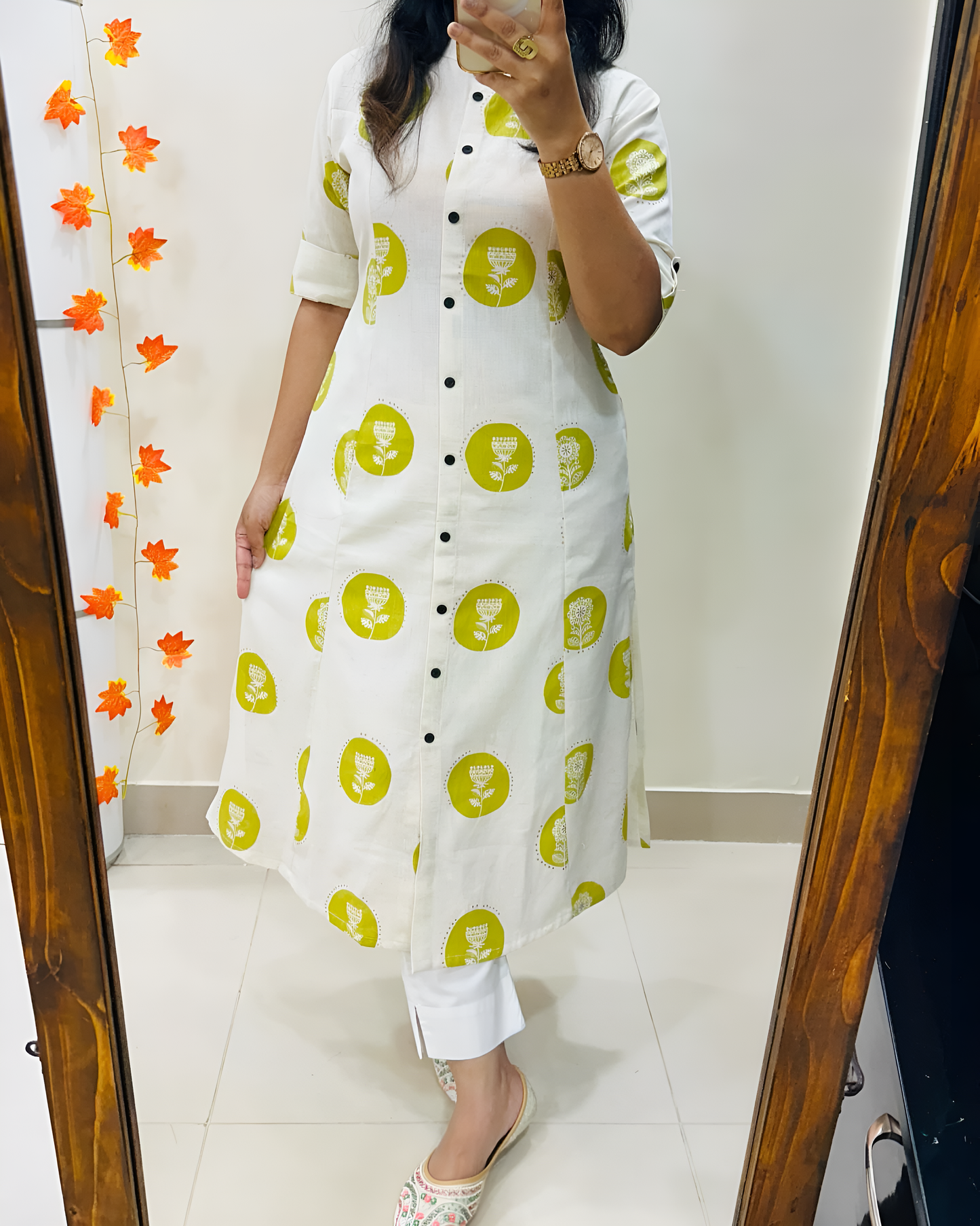 "Urban Indigo – Printed Cotton A-Line Kurta Set"