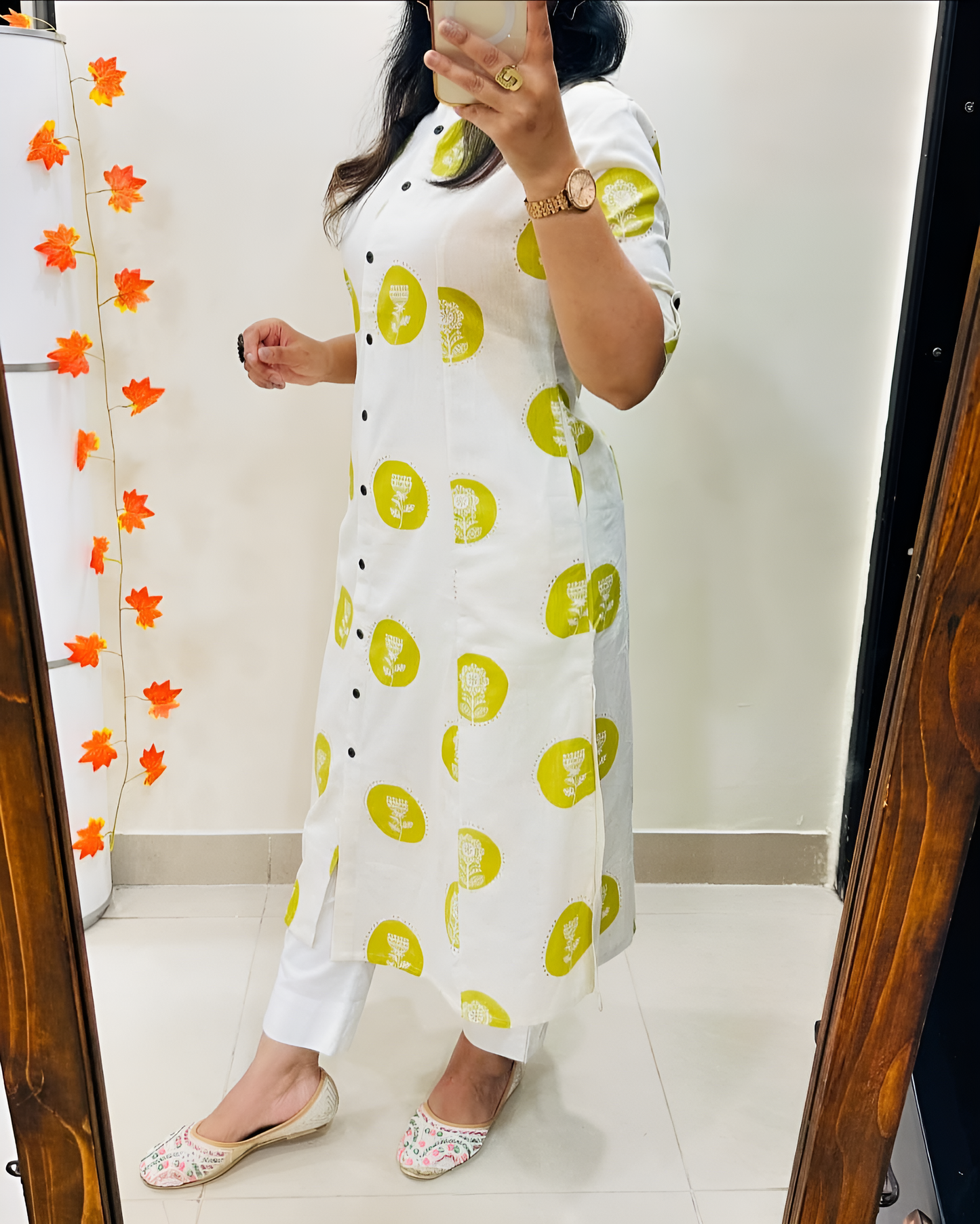 "Urban Indigo – Printed Cotton A-Line Kurta Set"
