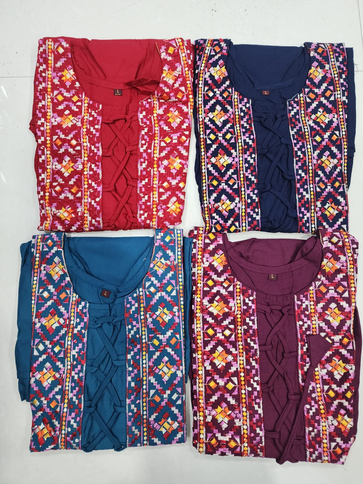 Embroidered Elegance Rayon Tops