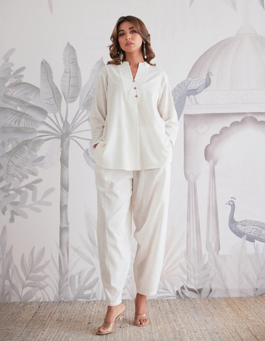 "Ivory Grace – Solid White Coord Set"