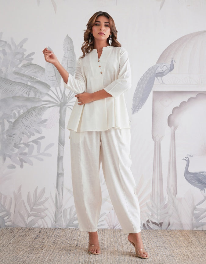 "Ivory Grace – Solid White Coord Set"