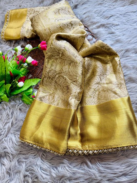 Nita Elegance – Golden Tissue Silk Saree