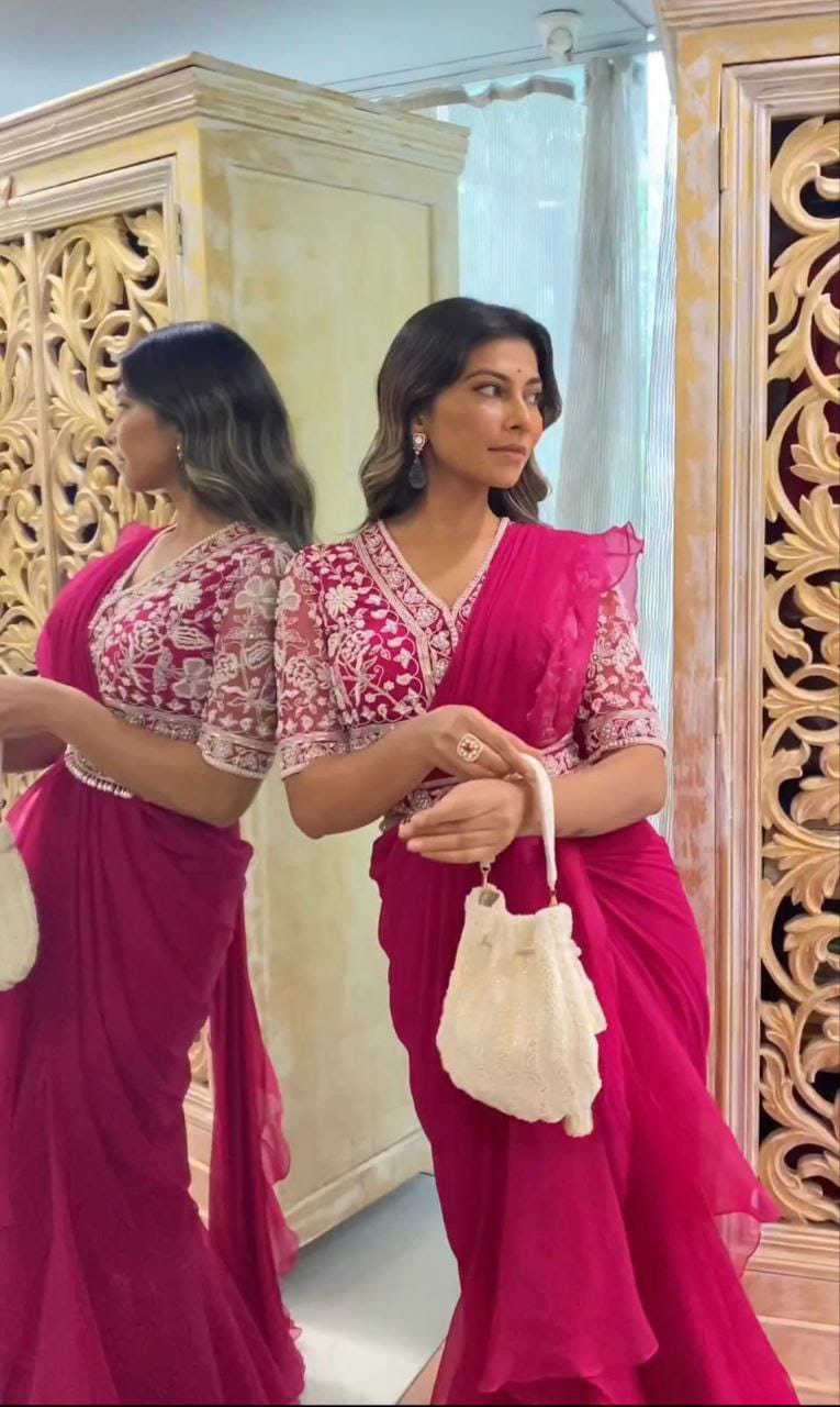 Ruffle Glam – Designer Party Wear Lehenga Saree Set