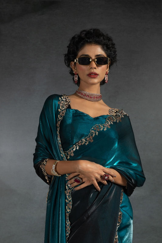 Starry Elegance – NC-5456 | Shaded Space Silk Saree
