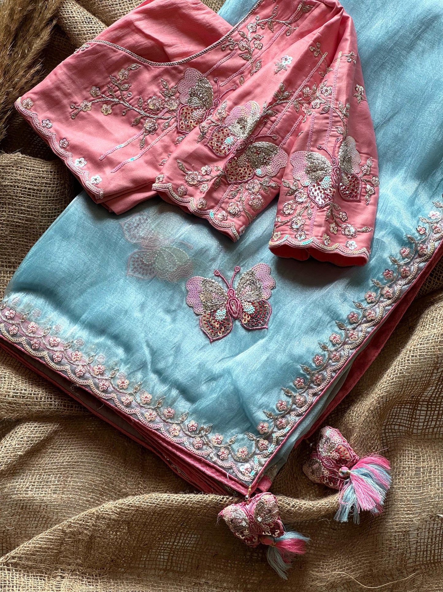 Butterfly Bloom – Premium Organza Saree