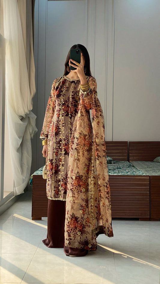 Nooré Festive Glow – Embroidered Top-Plazzo-Dupatta Set