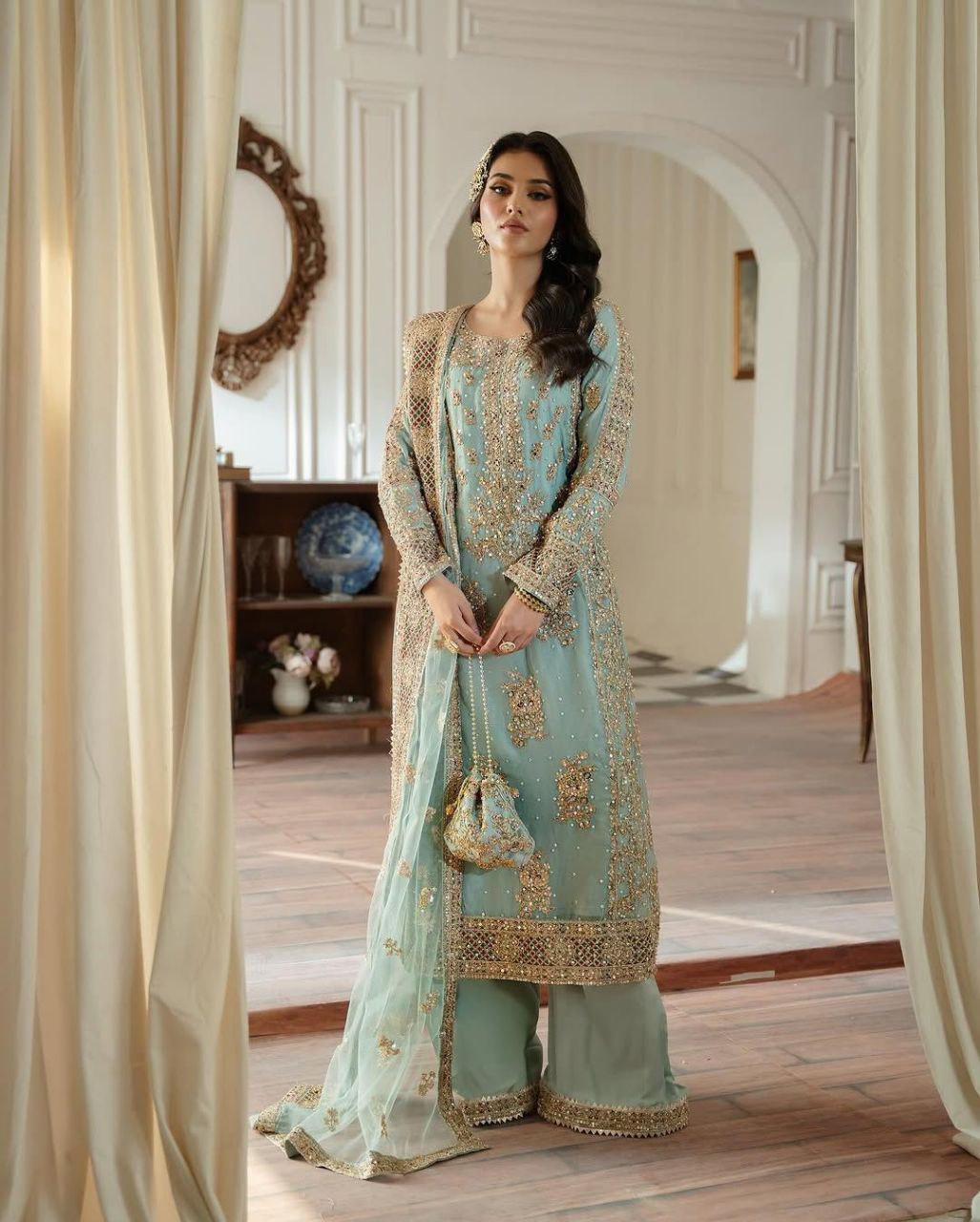Royale Gleam – Designer Partywear Top, Sharara & Dupatta Set