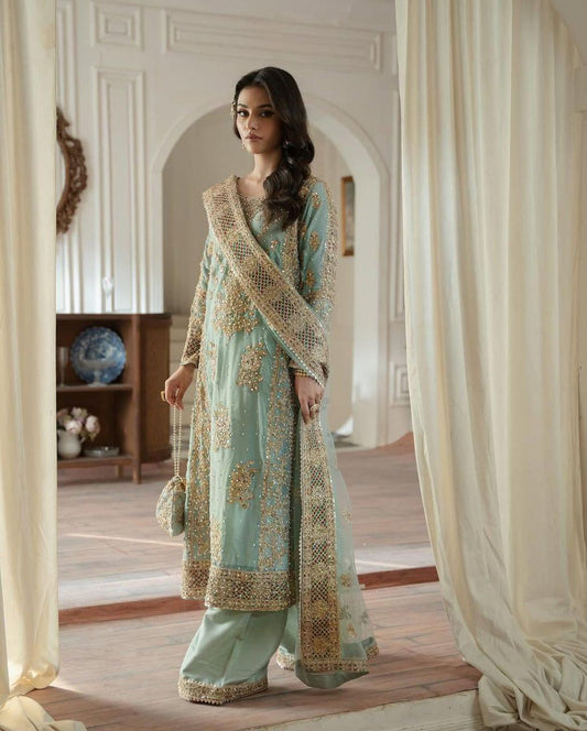 Royale Gleam – Designer Partywear Top, Sharara & Dupatta Set