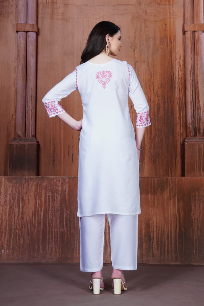 Anokhi – Colorful Chikankari Embroidered Kurti with Pant Set