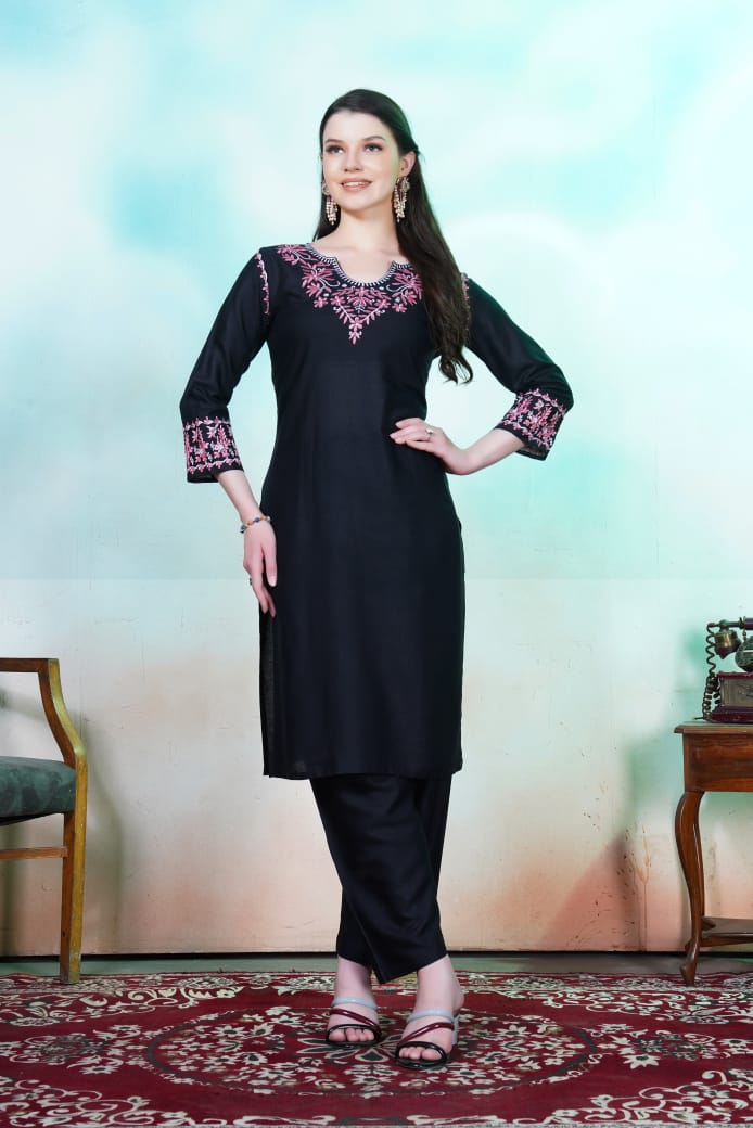 Anokhi – Colorful Chikankari Embroidered Kurti with Pant Set
