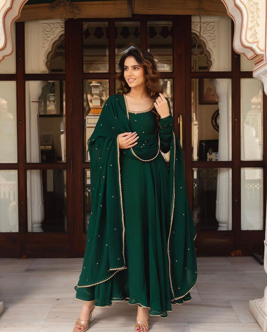 Designer Party Wear Gown with Dupatta – Plus Size Available