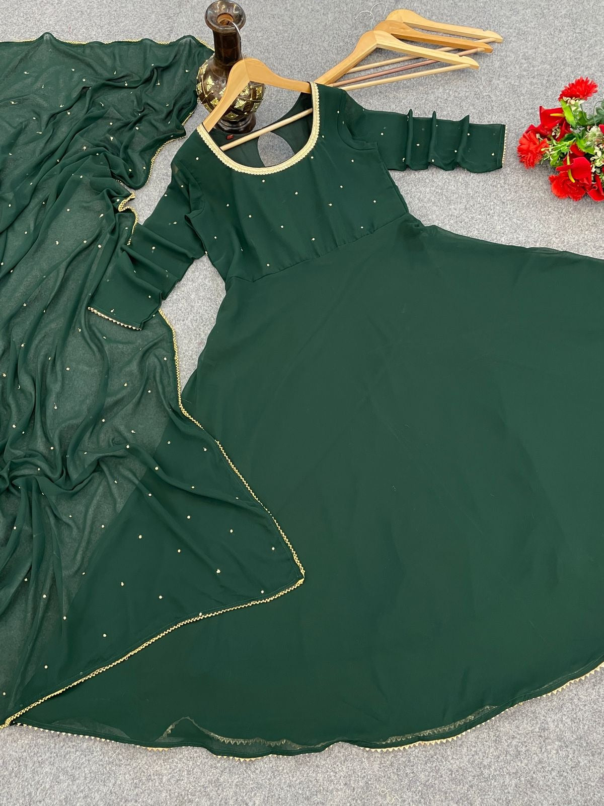 Designer Party Wear Gown with Dupatta – Plus Size Available