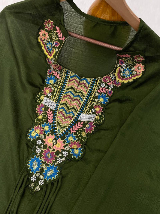 Designer Palazzo Top Blouse Set in Heavy Chinon 💚