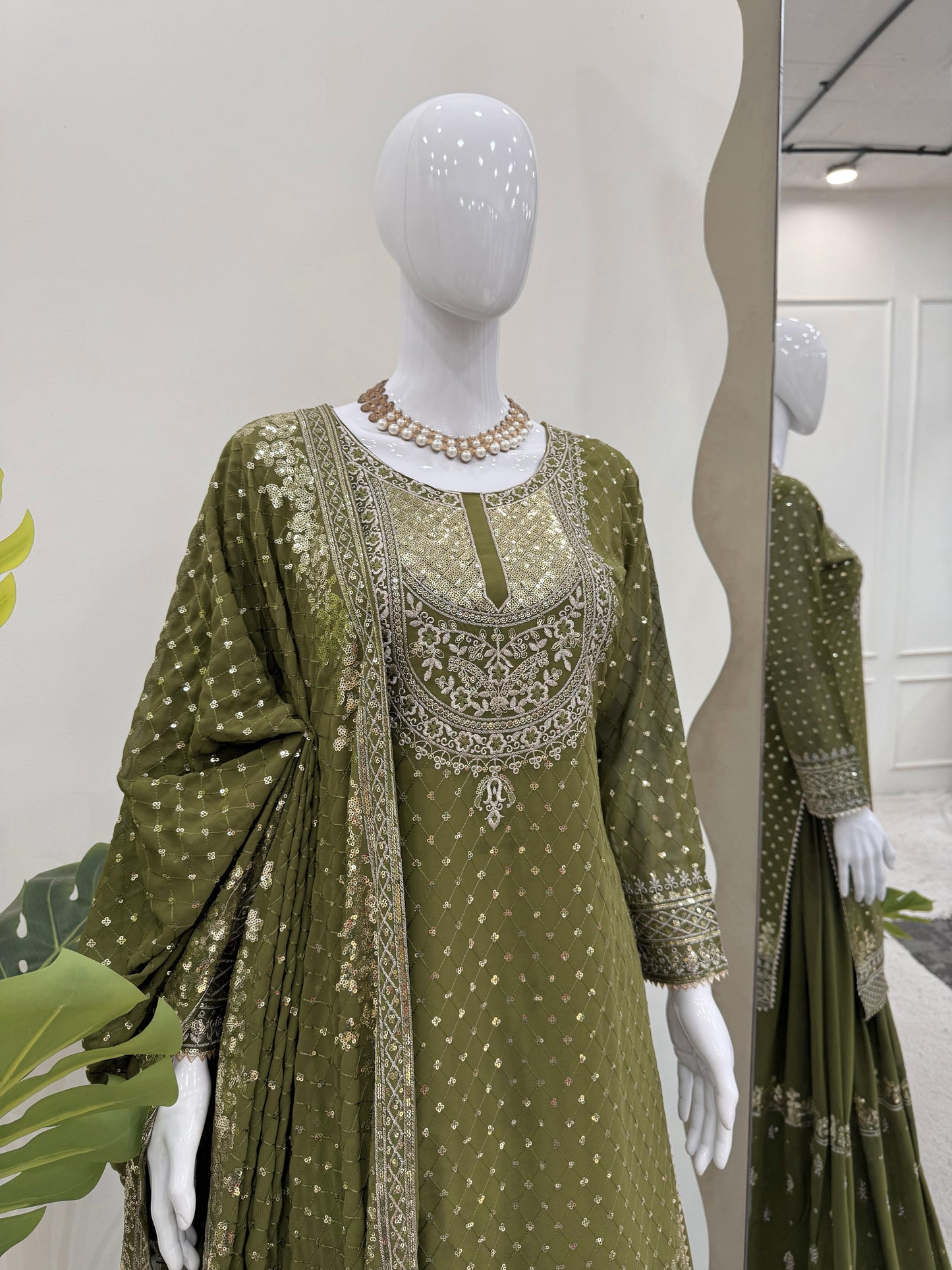 💫 Elegant Faux Georgette Sharara Suit Set with Dupatta 💫