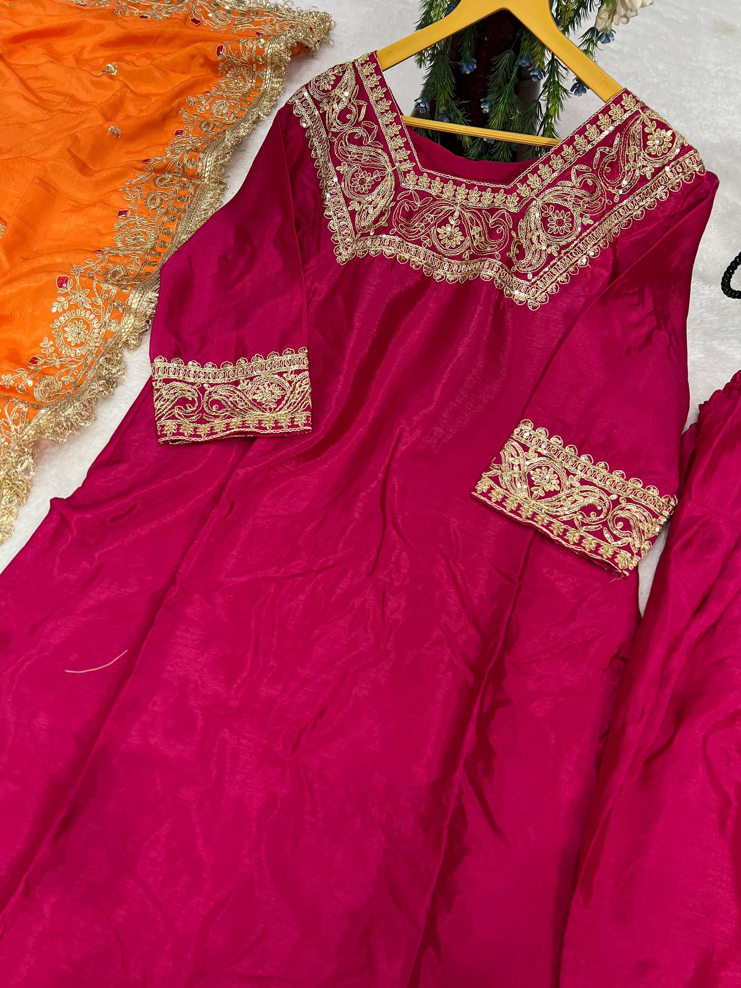 Premium Chinon Silk Kurti &amp; Farsi Salwar Set with Dupatta 🌺