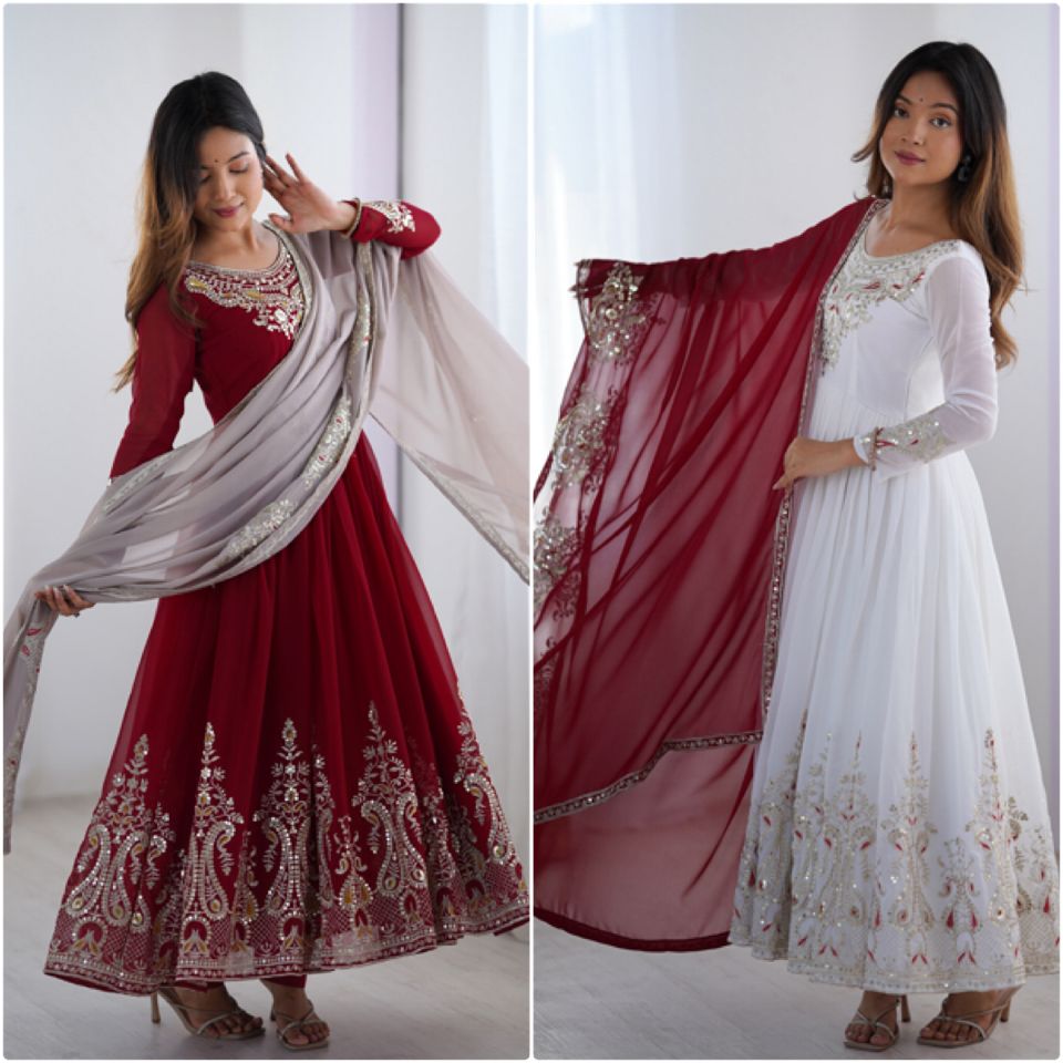 Real Model Designer Embroidered Gown Set"