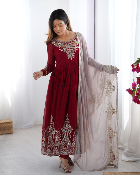 Real Model Designer Embroidered Gown Set"