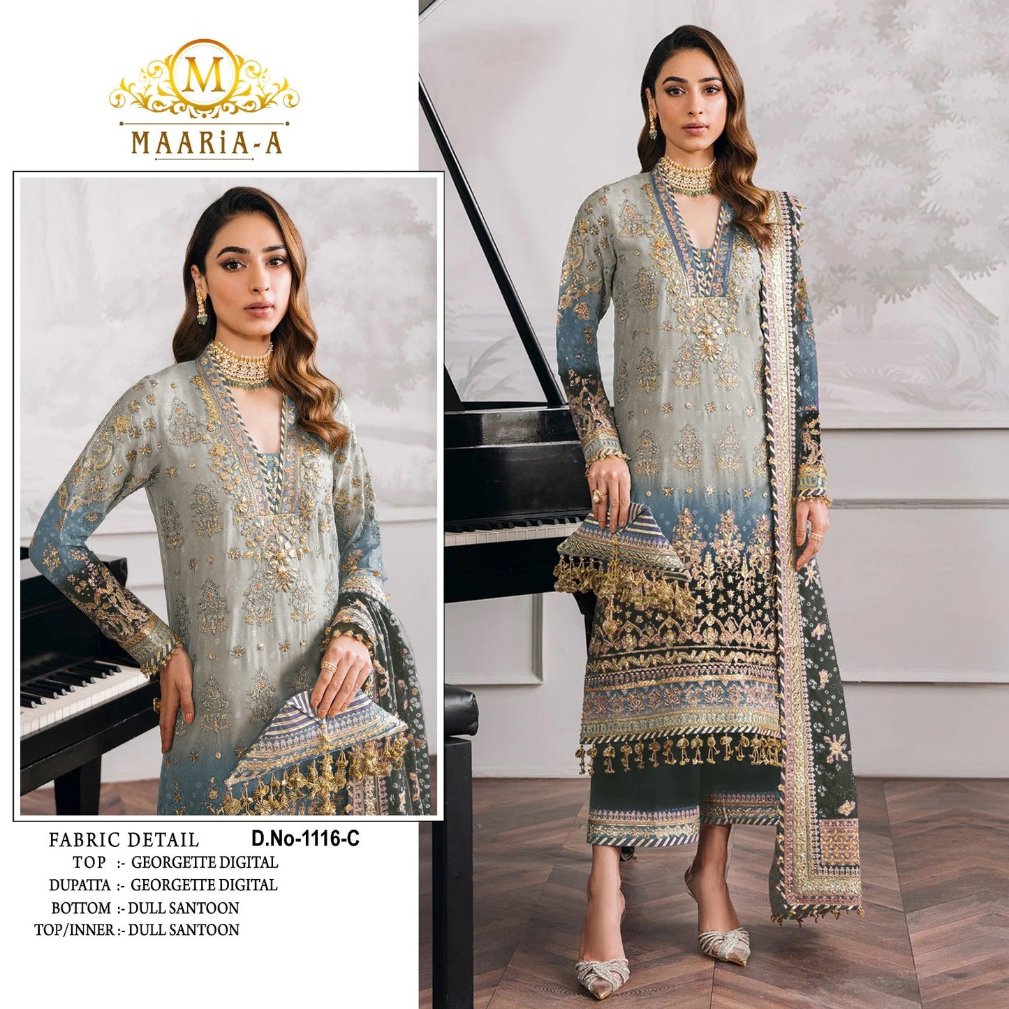 "Z20 Heavy Fox Georgette Embroidered Suit Set