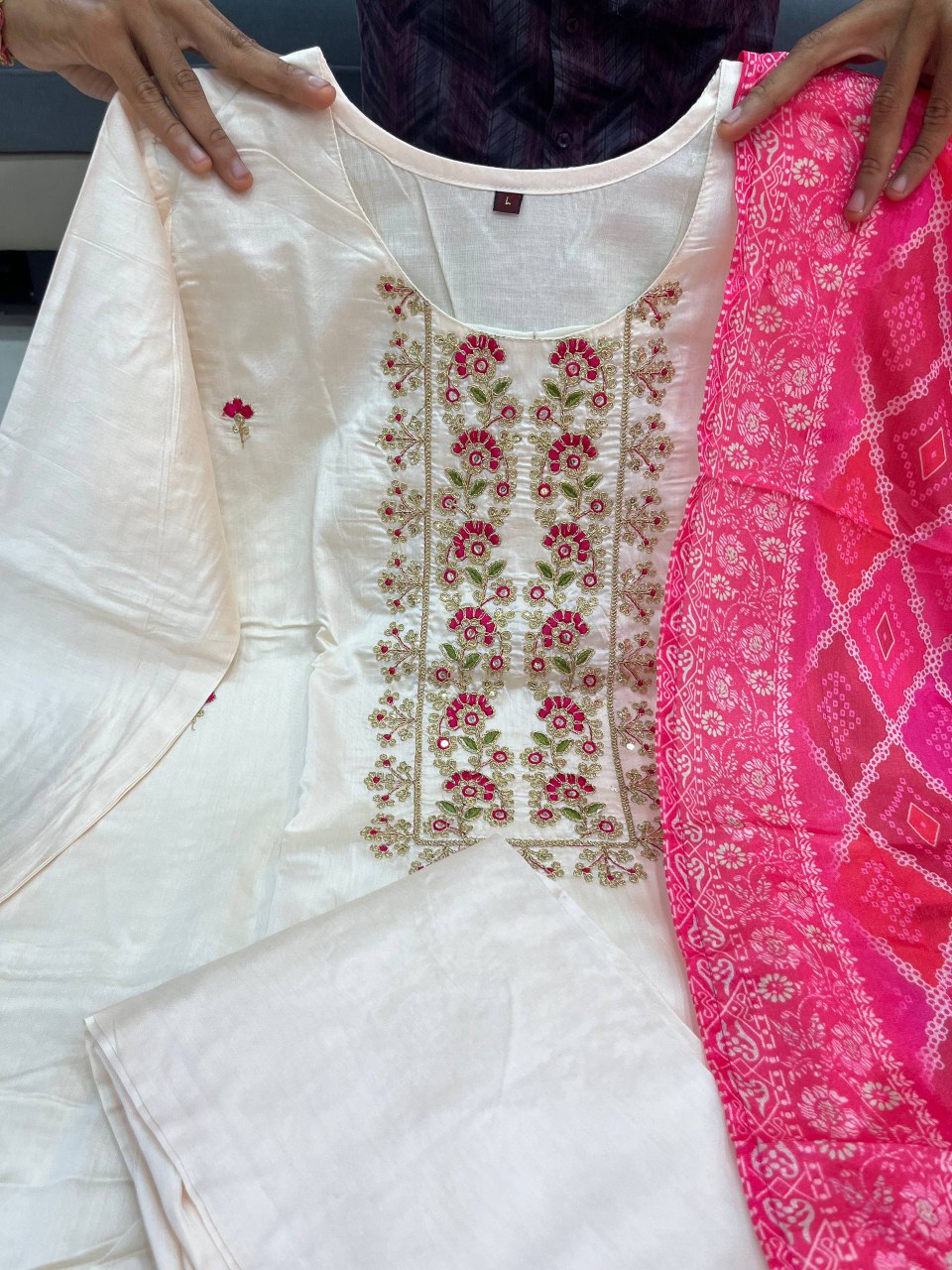 Graceful Banarasi Bandhej Suit Set Rich Banana Silk