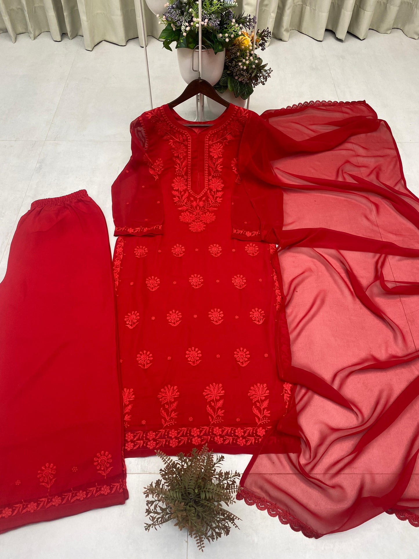 Exclusive Designer Georgette Embroidered Suit Set