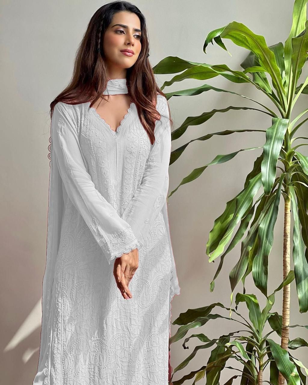 X-Lady Chikankari Embroidered 3-Piece Suit