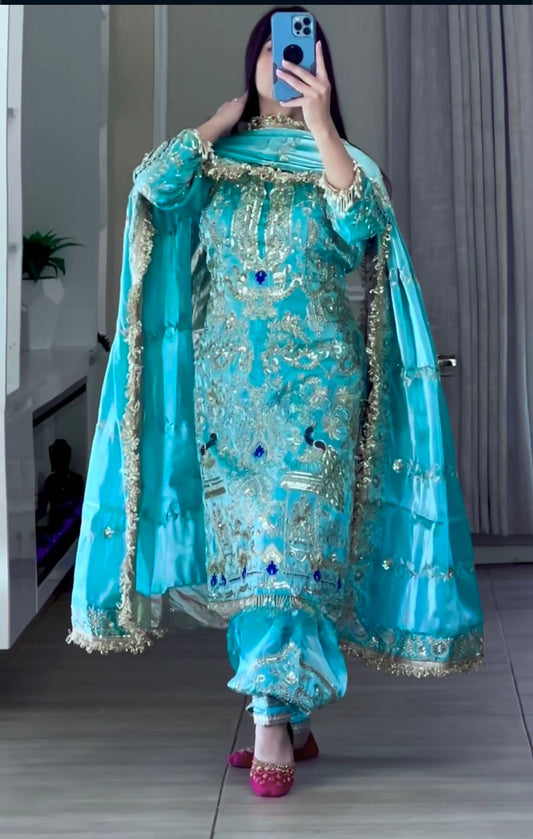 "Nayantara – Embroidered Dhoti Salwar Suit"