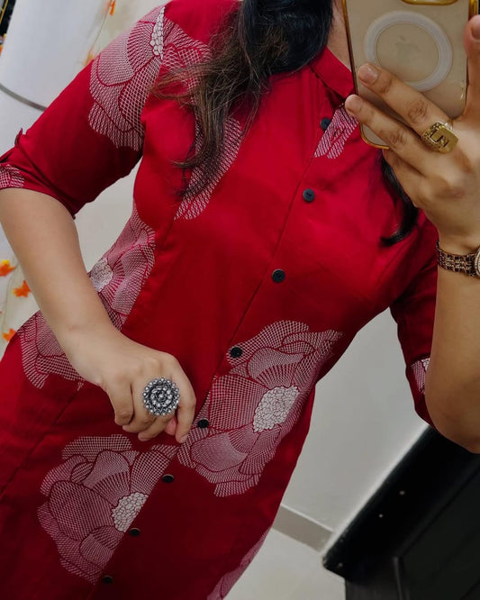 "Aarohi – Floral Cotton kurti Elegance"