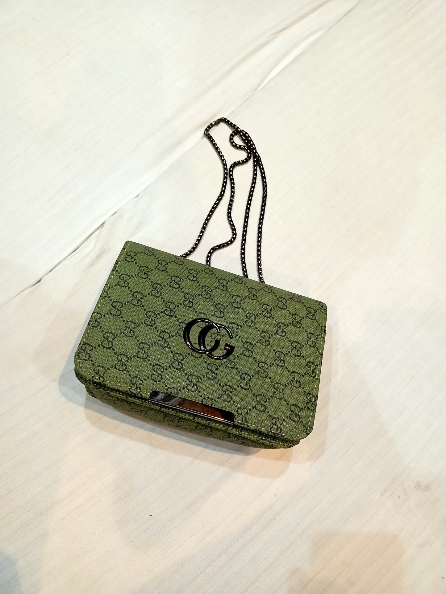 Gucci Olive Green Monogram Sling Bag