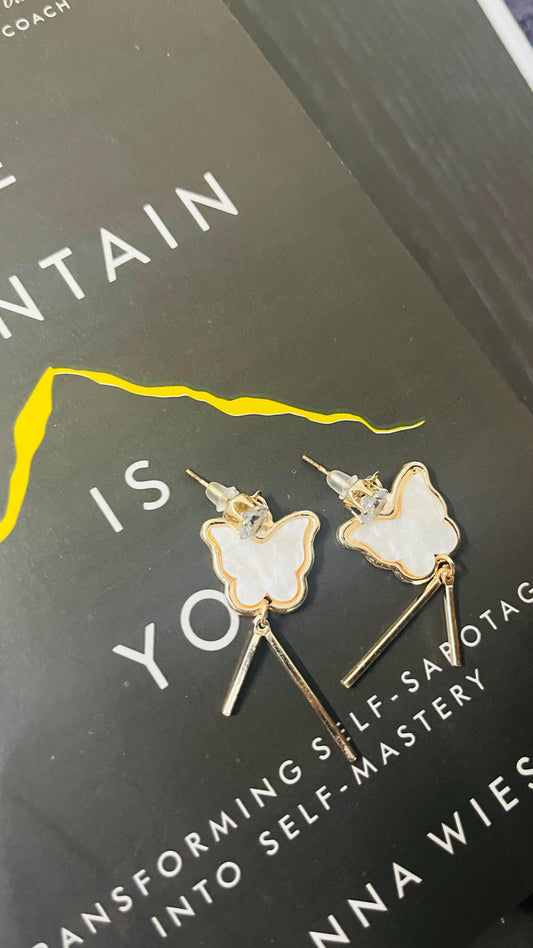 White Butterfly Dangler Drop Earring